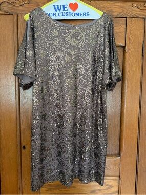 Scarlett Nite Taupe Short Sequin Swing Dress
